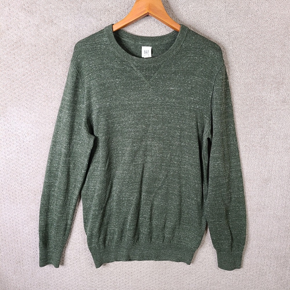 Gap Sweater Mens Large Tall Green‎ Heathered Pullover V Neck Golf Cotton Blend